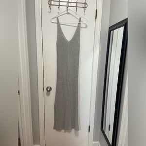 Gray maxi dress with leg slit